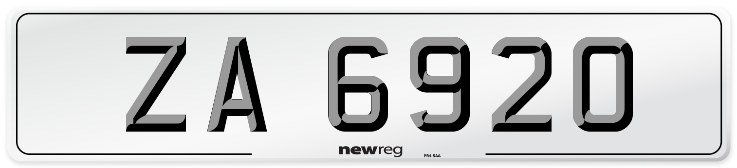 ZA 6920 Number Plate from New Reg